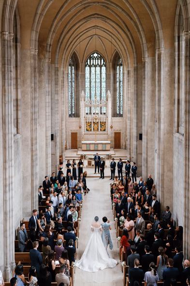 wedding ceremony photo at Trinity College chapel