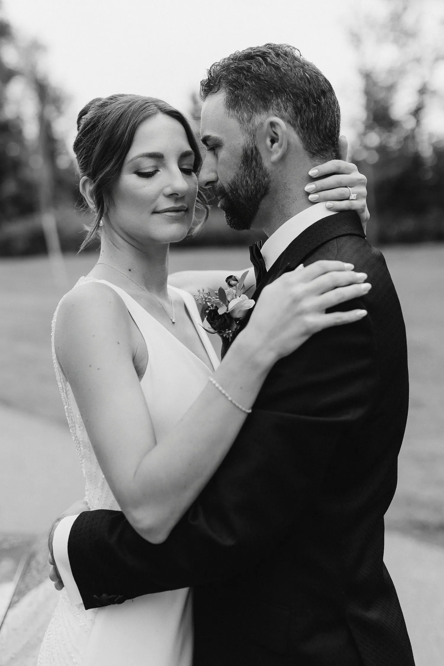 Elegant wedding photo with soft lighting